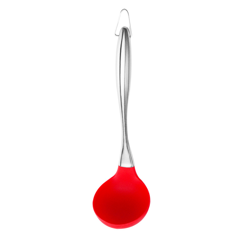 Kitchen Utensils High Quality Custom Silicone Hot Pot Long Handle Food Serving Soup Ladle Spoon